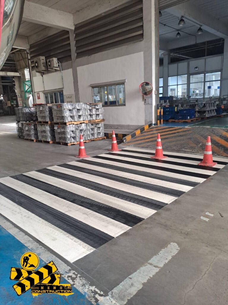 งาน สีเทอร์โมพลาสติก ทางม้าลาย หน้างานบางบ่อ